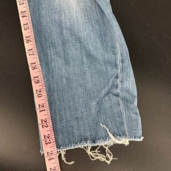 Jennifer Lopez Mid Rise Crop Boyfriend Jeans Size 12 Blue Embroidered Stretch Fl - Picture 8 of 11